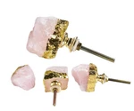 Stone Drawer Pulls Knobs Kitchen Cabinet 4 Pack Rose Quartz With Gold Foil. Fixed Price $33.96.