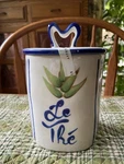 Anthropologie Harlie Brown Studio Stoneware Tea Canister Hand Painted Blue. Fixed Price $39.99.
