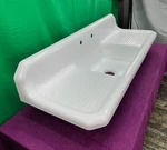 Art Deco 60" Double Drainboard Cast Iron Kitchen Sink Professionally Refinished. Fixed Price $1500.00.