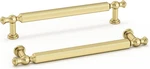 Haliwu 10 Pack Brushed Gold Cabinet Pulls, 5 INCH(128MM) Hole Center Drawer Hand. Fixed Price $24.95.