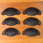 Lot Of 6 Cast Iron Cup Pull Drawer Handles Rustic Antique-style Nwot 4" Wide. Fixed Price $29.99.