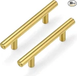 30 Pack Gold Cabinet Handles 3" Hole Centers Brushed Brass Drawer Pulls For Ki. Fixed Price $43.14.