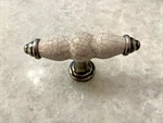 Top Knobs M74 Chateau Ceramic T-pull Handle Pewter Antique White Crackle. Fixed Price $10.00.
