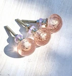 3 Vtg Style Pink Crackled Glass Knob Bubble Drawer Pulls Bathroom. Fixed Price $28.00.