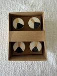 Set Of 4 Geometric Drawer Knobs Ceramic Wood Three- Tone Cabinet Pull Art Deco. Fixed Price $24.99.