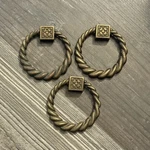 Set Of 3 Vintage Brass Drop Twisted Ring Drawer Pulls. Fixed Price $39.99.