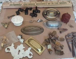 Lot Hardware Vintage Dresser Pull Hocks Brass Knob Screw Repurposed Nos Plug. Fixed Price $33.00.