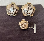 Vintage Marco Polo Collection Gold-tone Cufflinks & Tie Bar Set Deift Ceramic. Fixed Price $59.95.