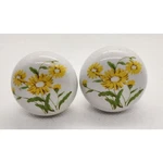 Drawer Pulls-ceramic-sunflower Design-white Yellow-set Of 2 With Screws. Fixed Price $12.99.
