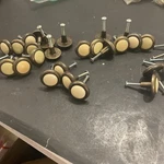 30 Vintage Belwith Type 1/4" Diameter Cabinet Knobs - Antique Brass Almon B22. Fixed Price $22.50.