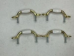 Lot Of 4 Brass & White Ceramic 5" Spoon Foot Cabinet Drawer Knob Pull. Fixed Price $7.75.