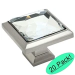 *20 Pack* Cosmas Satin Nickel & Clear Glass Square Cabinet Knobs #5883SN-C. Fixed Price $106.47.