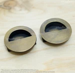 Solid Brass Round Baldwin Flush Sliding Recessed Door Handle - 1.96. Fixed Price $25.00.