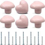 6 Pcs Ceramic Cabinet Knobs, Heart Shaped Adorable Drawer Pulls For Girls Bedroo. Fixed Price $14.95.