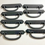 Black Matte Finish Bail Pulls W Backplate Traditional Style 5" Set Of 8. Fixed Price $24.00.