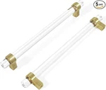 Bonkudoo Glass Crystal Brushed Gold Cabinet Pulls 7 1/2" Length (lot Of 9) New. Fixed Price $49.99.