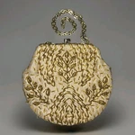 Gold Beaded Evening Bag Yellow Satin Chain Handle Made Hong Kong Mcm 6". Fixed Price $24.99.