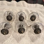 Hobby Lobby Set Of 6 Clear Glass Metal Round Cabinet Drawer Knobs. Fixed Price $10.00.