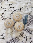 3 Vtg Ceramic Knobs Round Drawer 1-1/2" White Flower Orange Beige/cream Cottage. Fixed Price $9.99.