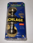Schlage Georgian Passage Door Knob Hall & Closet In Antique Brass F10 V 609. Fixed Price $18.00.
