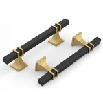 Haliwu 6PK 4IN Black & Gold Cabinet Pulls Matte Drawer Handles Square. Fixed Price $60.04.