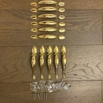 6) Amerock 63867-1 Brass Drawer Pull & 5) 63868-1 Cabinet Handle Screws Total 11. Fixed Price $24.00.