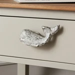 Whale Cabinet Knob, Weathered White Cast Iron Drawer Pull, 3". Fixed Price $11.30.