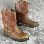 Texas Steer Western Work Boots Mens Size 9 Brown Leather Oil Resistant Pull On. Fixed Price $34.95.