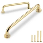 Qogrisun 5-PACK Unlacquered Brass Cabinet Pulls Gold Curve Drawer Handles 5-INCH. Fixed Price $61.59.