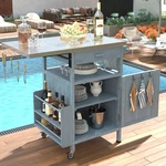 Outdoor Kitchen Cart With Stainless Steel Top, Locking Wheels, Storage. Fixed Price $191.09.