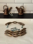 4 Hickory's Eclipse P335-SBZ Satin Copper Arch Cabinet Handles /2 Watering Cans. Fixed Price $12.80.