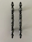 Lot Of 2 Vtg Antique Pewter Finish Decorative Cabinet Handles/ Pulls W/ Screws. Fixed Price $12.00.
