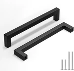 25 Pack Matte Black Cabinet Pulls 6-1/4 Inch Hole Center, Modern Square New. Fixed Price $30.00.