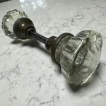 Vtg 12 Point Crystal Glass Door Set W/spindle Solid Brass Fittings. Fixed Price $28.95.
