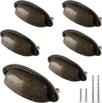 6 Yellow Bronze Drawer Pull Handle Knobs Metal Cup Pack,. Fixed Price $13.14.