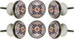 Trinca-ferro Set Of 6 Ceramic Tangier Knob Cabinet Cupboard Dresser Drawer Pull. Fixed Price $14.95.