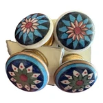 Set Of 4 Ceramic Devon Cabinet Drawer Knobs By Trinca-ferro 2 Designs Petals. Fixed Price $11.99.