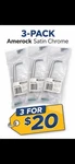 Amerock BP867-26D Satin Chrome Cabinet Pull Handle 3-PACK New W/ Screws. Fixed Price $20.00.