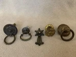 5 Misc Eclectic Antique Victorian Cast Brass Drawer Hardware Pulls (inv# 7-C). Fixed Price $11.90.
