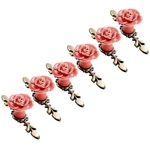 Ceramic Rose Flower Cabinet Knobs With Bronze Backplate, Vintage Kitchen Draw.... Fixed Price $28.90.