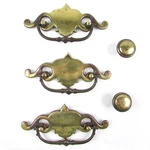 Vintage Lot 3 Brass Drawer Pulls Batwing Style Stamped Bpc 1910 + 2 Round Knobs. Fixed Price $19.25.