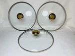 Paula Dean Cookware Replacement Lids 9.25 Glass W/copper & Green Knobs 3PC. Set. Fixed Price $21.99.