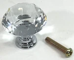 Small Crystal-cut Glass Pull Knob With 7/8" Mounting Screw For Cupboard/door Vgc. Fixed Price $7.99.
