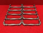 Used Set Of 10 Pewter Hafele Style Cabinet Pulls 203MM Centers Good Condition. Fixed Price $94.99.