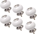Uxcell 6 Pieces Vintage Shabby Knobs Blue White Floral Hand Painted Ceramic. Fixed Price $15.00.