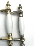 Pc Vtg Ceramic Brass Drawer Cabinet Door Furniture Pulls White 3 Kbc 1979. Fixed Price $55.00.