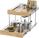 Heavy-duty Pull Out Cabinet Organizer With Wood & Wire Basket, 11X21. Fixed Price $183.99.