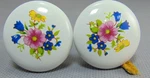 Vintage-style Liberty White Ceramic Knobs--multicolored Flowers Bouquet. Fixed Price $12.75.