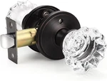 Modern Round Crystal Door Knob With Lock Frosted Glass Privacy Oil-rubbed Bronze. Fixed Price $38.99.