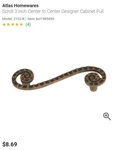 Designer Cabinet Pulls Handles Atlas Homewares 2102 Scroll 3" Center To. Fixed Price $35.50.